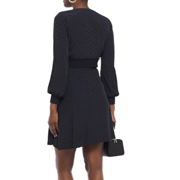 Sandro Claudia Shirred Polka Dot Mini Dress Marine (Please Read) - Picture 3 of 16